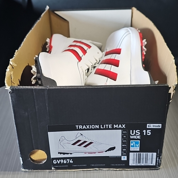 Adidas Traxion Lite‎ Max White Black Red Waterproof Golf Shoes Men\'s 15W GV9674 main image 11